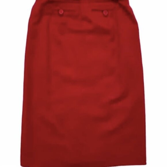 BARAMI Stunning Red Pencil Skirt with Matching Belt. Color: lipstick red. Size: - Picture 4 of 4